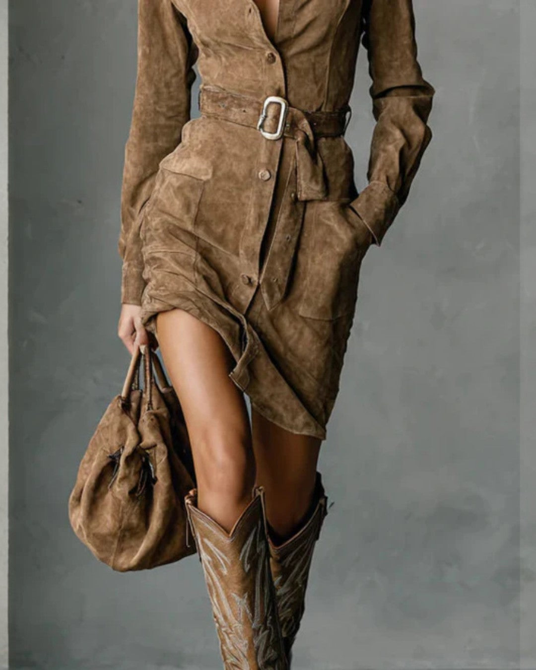 Elisa | Vestido midi de ante